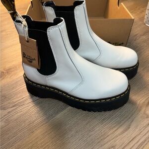 NWT Dr. Martens White Platform Ankle Boots